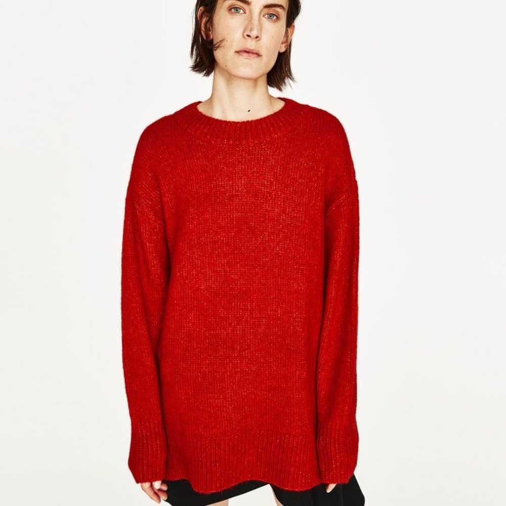 Zara Red Crew Neck Sweater